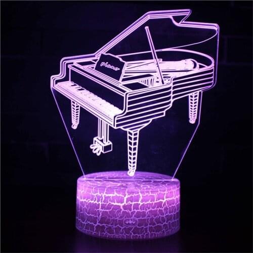 Musical Instrument 3d Lamp Colorful Piano Night Light For Berroom Decoration Drum Table Lamp Creative Gift for Kids and Friend
