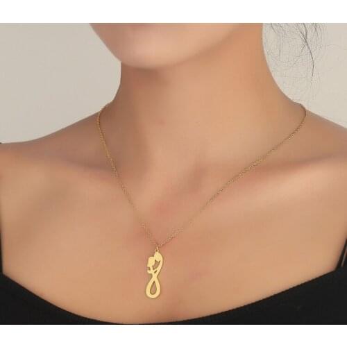 Affectionate Hug Lovers Necklaces for Women Men Infinite Pendant Forever Love Choker Valentines Day Necklace for Her