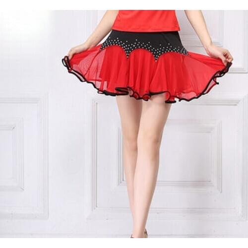 Square dance skirt spring adult Latin dance skirt wave swing dance skirt large size female short skirt stitching mesh