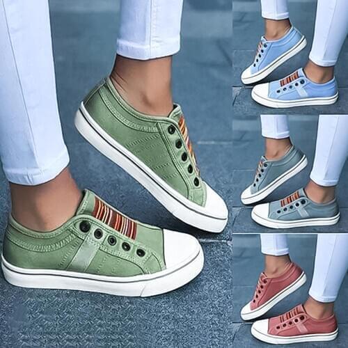 New Style Autumn and Winter Denim Single Shoes Round Toe Deep Lace Solid Color Flat Casual Sneakers