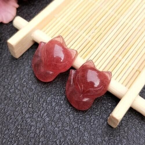 One pcs red starwberry quartz carved foxpendant FPPJ wholesale beads nature gem stone
