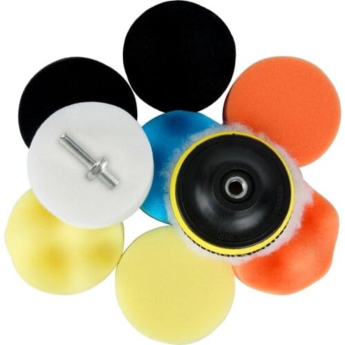 11Pcs/Set 3 inch Car Polishing Disc Self-Adhesive Buffing Waxing Sponge Wool Wheel Polishing Pad For Car Polisher Drill Adapter