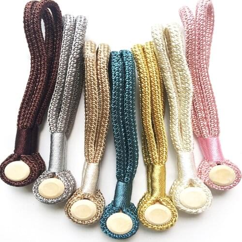 Durable Stylish Practical Convenient Multi-occasional Double Rope Magnetic Wooden Buckle Curtain Tieback Strap Home Ornament