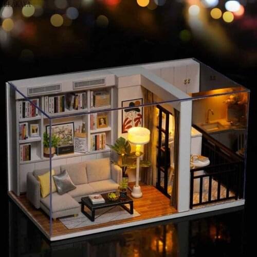 QT-005 Feel the Genki Life Doll House Model Building Kits Creative Wooden LED Special Present & Miniatures Collection Dollhouse