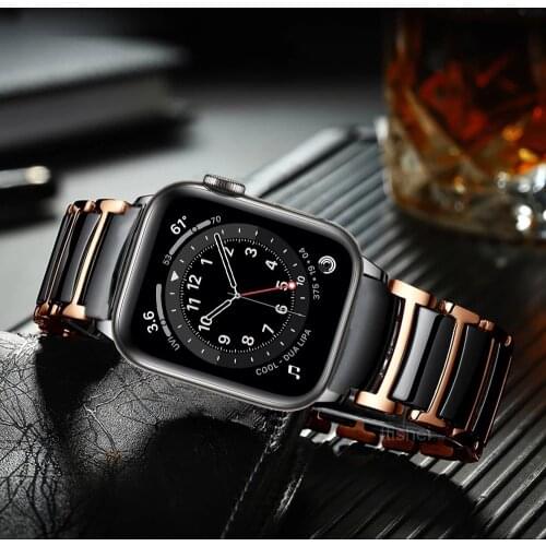 For apple watch 6 band 44mm 40mm se strap series 5 4 luxury Ceramics Stainless Steel Business Bracelet for iwatch 3 42mm 38mm