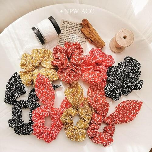 Free shipping Fashion women pretty Floral bow Hair bands candy color hair scrunchies girls hair Tie Accessories Ponytail Holder