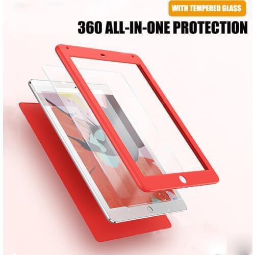 Luxury 360 Full Back+Front Tablet Case For iPad Air 2 9.7 A1566 A1567 Tempered Glass For Ipad Air 2 Shockproof Funda Glass Cover