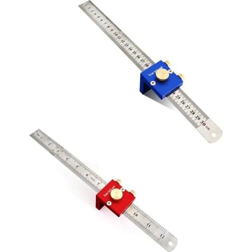 30cm Scribing Ruler Adjustable 90 Degrees Ruler Measuring Marking Gauge Woodworking Right Angle Ruler with Stop