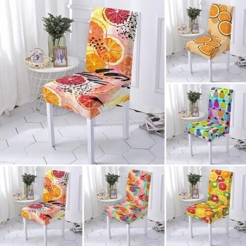 Fruits Pattern Chair Cover Elastic Dining Chair Slipcover Stretch Seat Cover Universal Size Chair Covers Furniture Protector