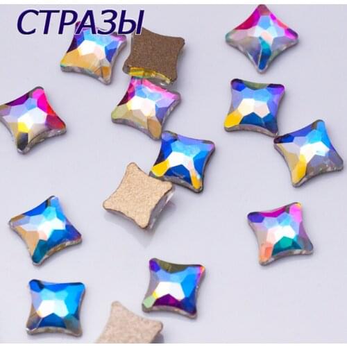 100pcs A2555 6x6mm Non Hotfix Nail art Rhinestones For Nails Decoration Glue On Glass Stones DIY Crafts Garment Making