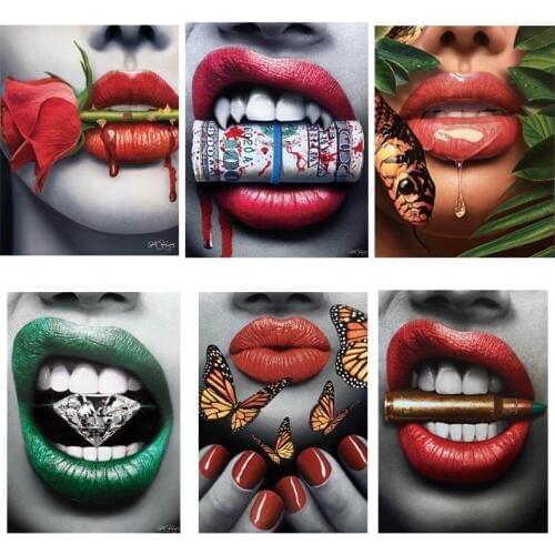 Iron On Patches On Clothes Sexy Lips DIY Print-on T-shirt Hoodies Washable Thermal Clothes Sticker Rose Diamond Snake Lips Patch