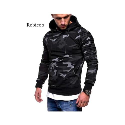 Hoodies Mens Casual Slim Camouflage Windbreaker Sweatshirt Hooded Mens Streetwear Hip Hop Hoodies Sportswear Tracksuits