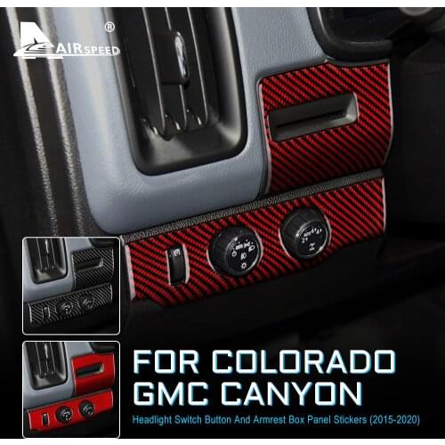 Carbon Fiber for Chevrolet Colorado GMC Canyon 2015-2020 Accessories Interior Headlight Switch Button Co-pilot Box Cover Sticker