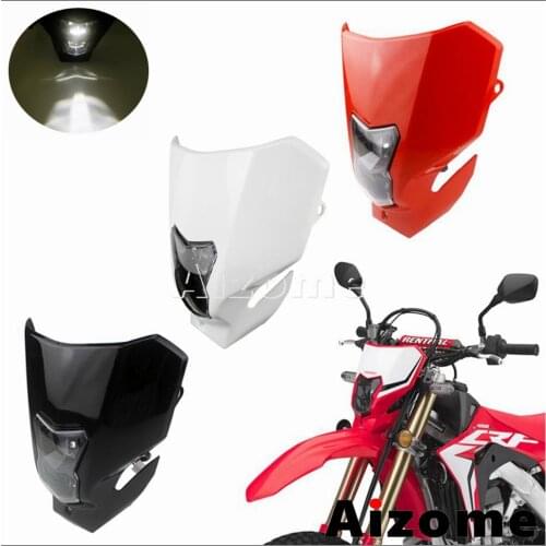 Universal Dirt Bike LED White Light Headlight Fairing For Honda CRF450L CRF450XR 2019 2020 CRF450 L XR Headlamp Enduro Luz Red