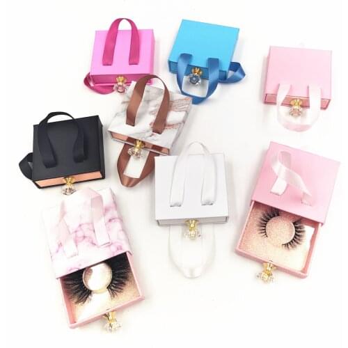 Eyelash Packaging Wholesale Square Lash Case New Lash Boxes With Tray Bulk 25mm Mink Lashes package Box Crystal handle portable