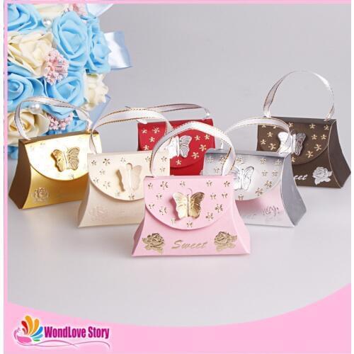 25pcs Butterfly Candy Bags Flower Candy Box Sweet Chocolate Box Packaging Wedding Favors Party Supplies Wedding Decoration