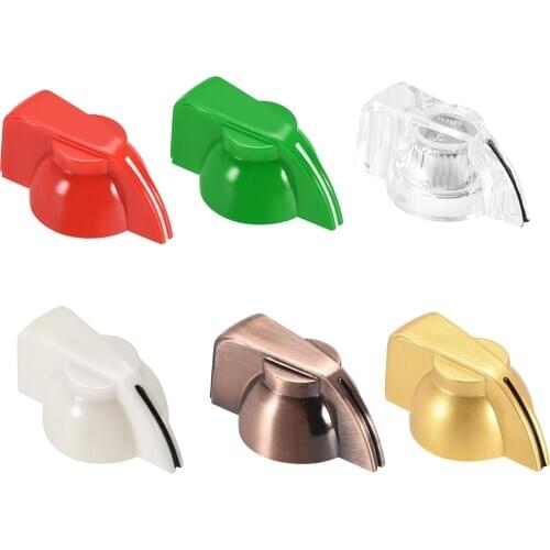 Uxcell 1-2pcs 6.4mm Shaft Hole Chicken Head Effect Potentiometer Knob with Set Screw 32mm x 20mm x 14mm