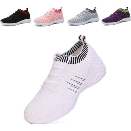 2021 spring and autumn new large size womens shoes lightweight breathable socks shoes fashion sneakers flying shoes