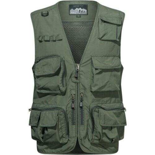 Outdoor Hiking Fishing Vests Multi-pocket Mesh Waistcoat Summer Breathable Sleeveless Male Photography Travel Military Vests