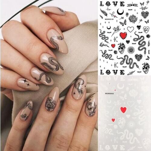 Snake Design 3D Nail Art Stickers 1Pc Women Diy Nail Decoration Transfer Stickers Slider Decals Tip Manicuring Art Accessory