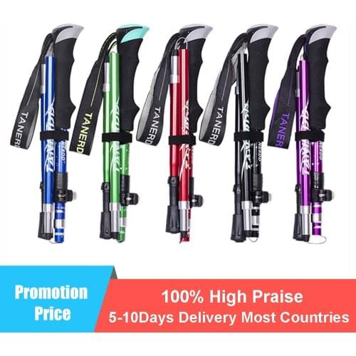 1PC Outdoor Portable Folding Nordic Walking Pole 250G Ultralight Walking Trekking Pole Hiking Walking Stick