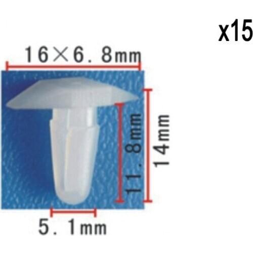 15pcs Nylon Fastener Rivet For Honda Hood Fit Acura Seal Retainer Clip (12x5mm) OE 91513-SE0-003