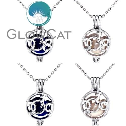 2018 2019 Year Beads Cage Essential Oil Diffuser Oyster Pearl Cage Locket Pendant Stainless Chains Merry New Year Gift Jewelry