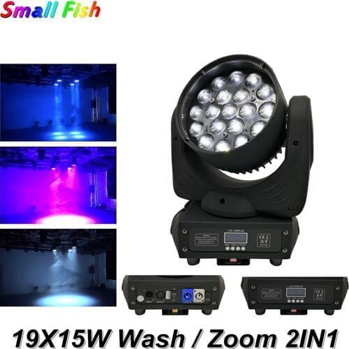 2IN1 Carton Package 19X15W RGBW Quad Color LED Moving Head Veam Lights With Zoom Function For Indoor Christmas Holiday Projector