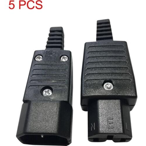 5 Pairs IEC C14 Male+C13 Female Inline Rewirable Main Power Plug Connector AC 250V 10A AUG889