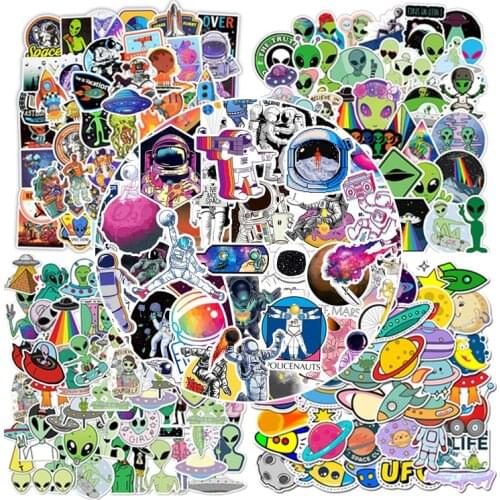 50PCS Funny Space Star Planet Astronaut Cartoon Sticker Anime Laptop Stickers Skateboard Motorcycle Toys For Children Sticker F4