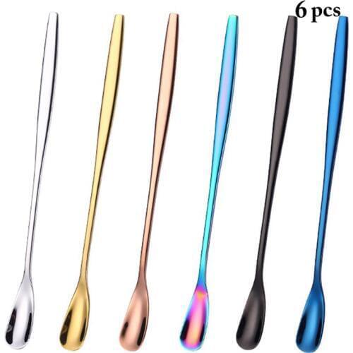 6pcs/set Coffee Spoons Creative Stainless Steel Spoon Espresso Spoon Dessert Spoon Cup Accessories