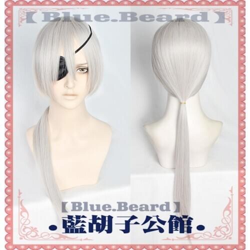 70cm Chainsaw Man Quanxi Cosplay Wig with Black Eyepatch Silver Gray Synthetic Hair Costume