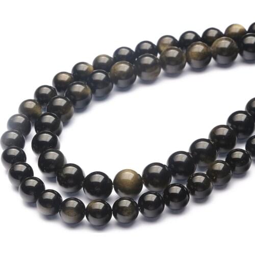 Natural Golden Obsidian Stone Beads For Jewelry Making Round Loose Spacer Beads Diy Bracelet Charm Accessories 4/6/8/10mm