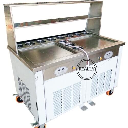 Double big square pans with 11 tanks of fried ice cream roll machine