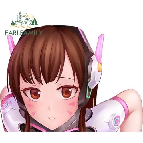 EARLFAMILY 13cm x 9.7cm for Anime Overwatch Beauty D.Va Motorcycle Car Stickers RV Surfboard Window Decal Waterproof Graphics