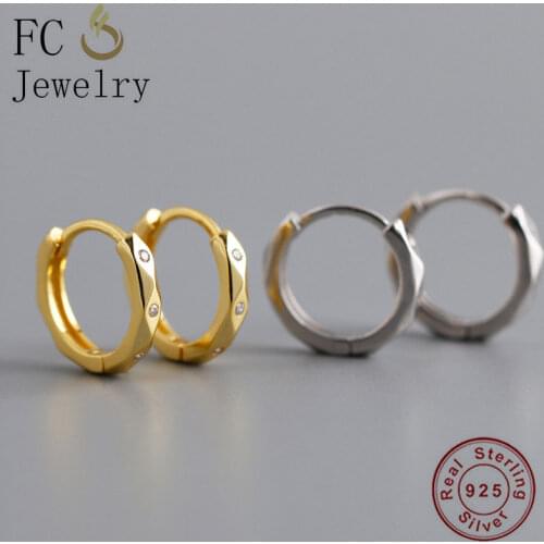 FC Jewelry 925 Silver Gold Color Round Circle Shape Zirconia Piercing Hoop Earrings For Womens Girl Pendientes Boucle 2020 NEW