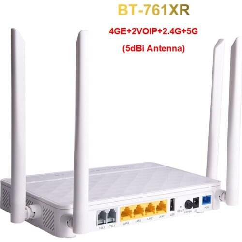 FTTH Equipment Modem Xpon Onu 4GE+2VOIP+2.4G/5.8G WLAN+1USB SCUPC SCAPC Fiber Optic PON EPON GPON