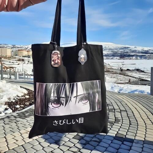 Japanese y2k Eye Anime Cartoon Ulzzang Canvas Bag Casual Fashion big Capacity shopper bags Hip Hop Harajuku women Shoulder Bags