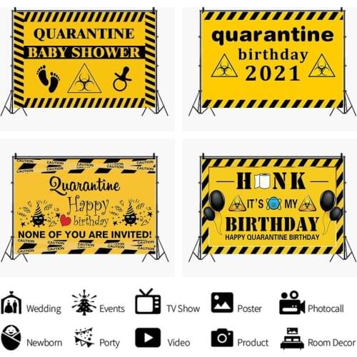 Quarantine 2021 Theme Backdrops Photo Background Happy Birthday Party Decorations for Boys Photography Props