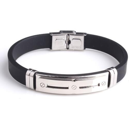 Number 8 Silicone 316L Stainless Steel bracelets for men