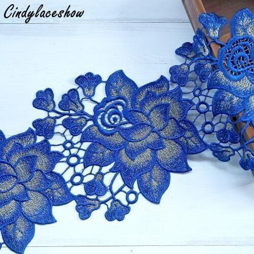 1Yard 16cm Wide Red Black Lace Trim Ribbon Water Soluble Embroidered Lace Fabric For Wedding Bridal Dress Sewing Lace Applique