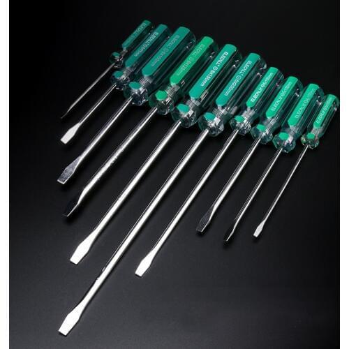 Magnetic Head Green Color CRV Slotted Screwdriver