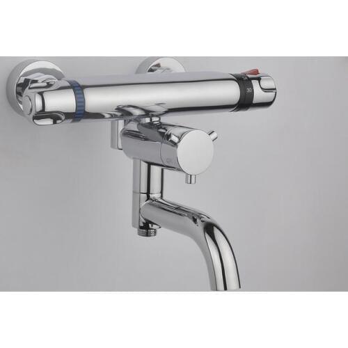 Copper bathroom thermostatic faucet bath, Brass thermostatic shower faucet mixing valve, Dual handle wall mounted shower faucet