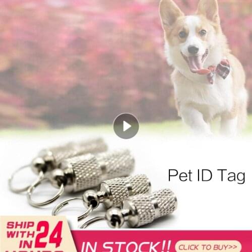 Dog Cat Storage Tube Anti Lost Address Label Pet Name Address ID Tags Mini Metal Collar Tube Necklace Pendants Pitbull Collars