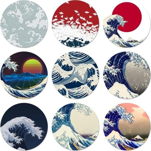 Cartoon Wave Art Japanes Icons Pins Badge Decoration Brooches Metal Badges For Backpack Decoration