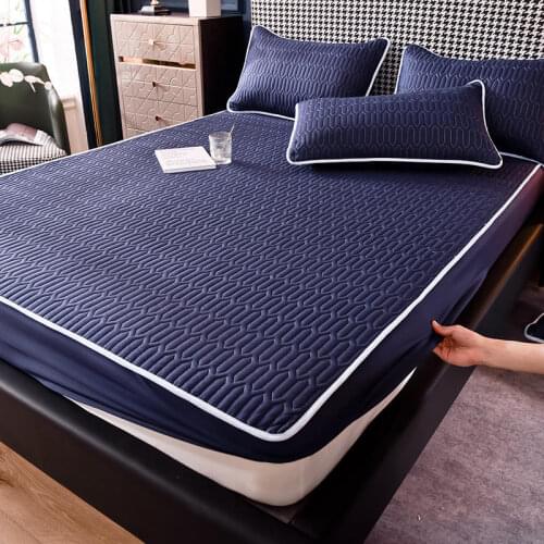 Fabric Anti-bacterial Cotton Mattress Protector Thicken Quilted Mattress Cover Bed Fitted Bed Sheet Air-Permeable Bed Pad