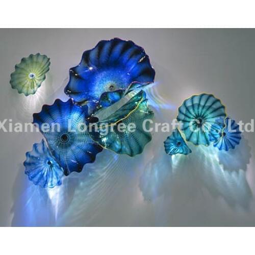 Hand Crafts Murano Glass Plate Design Ocean Series Blue Blown Glass Wall Sconce