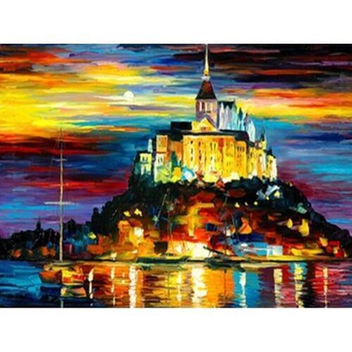 NEW 3D Diamond Painting Castle Nocturne Kits For Cross Stitch Canvas Oil Mosaic Embroidery Stitch Cross Diamond Pattern Painting