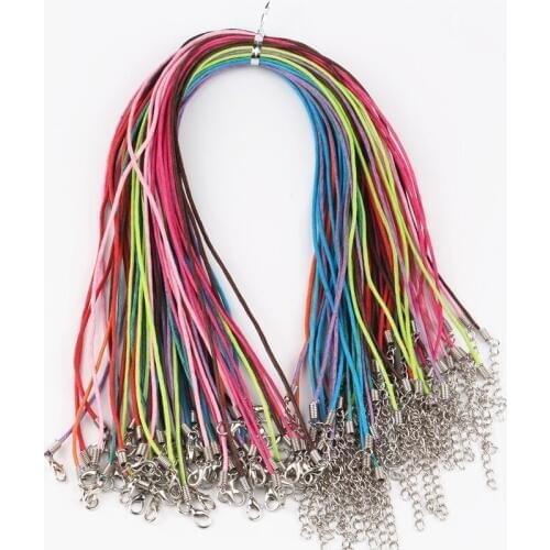 Wholesale 60pcs/lot Lobster Clasp 1.5mm Waxen Cord Necklace 18'' String Necklace DIY Material Making