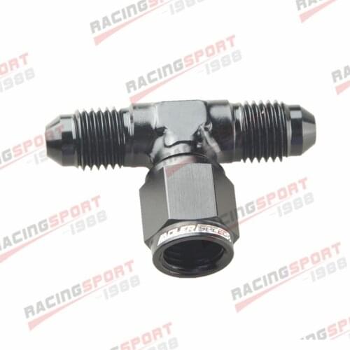 4AN Female To 4AN Male Tee On Side Thread Fitting Adapter Black